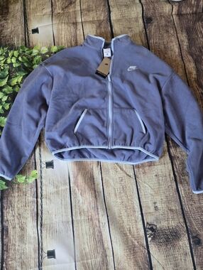 Nike Lavender Zip-Up Cropped Fleece Jacket